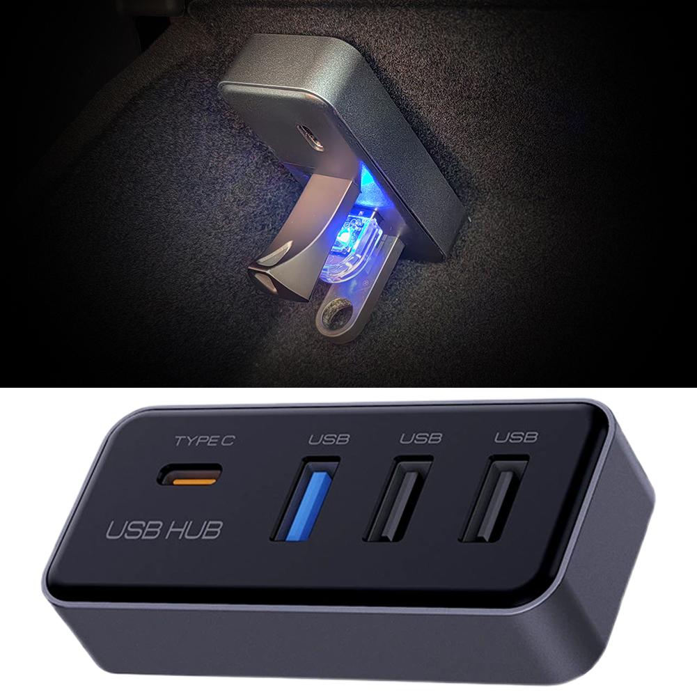 For Tesla For Model Y Central Control Expansion Dock 4-in-1 Multi Port Glove Box Docking Station Expansion Dock USB Adap E0G2