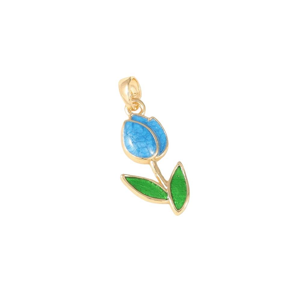 Retro Tulip Enamel Flower Charm for DIY Jewelry
