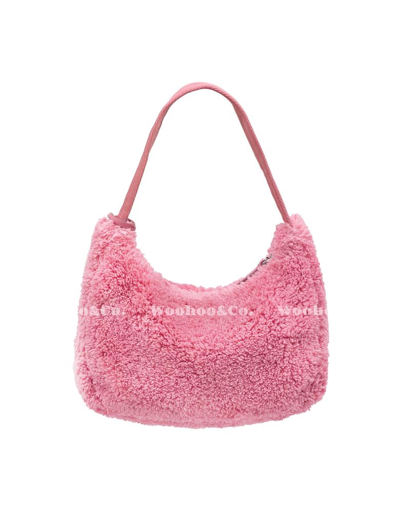 Prada Re-Edition 2000 Embroidered Logo And Enamel Triangle Logo Soft Terry Fabric Hobo Bag Women Bags Pink 1NE515_2DXO_F046J