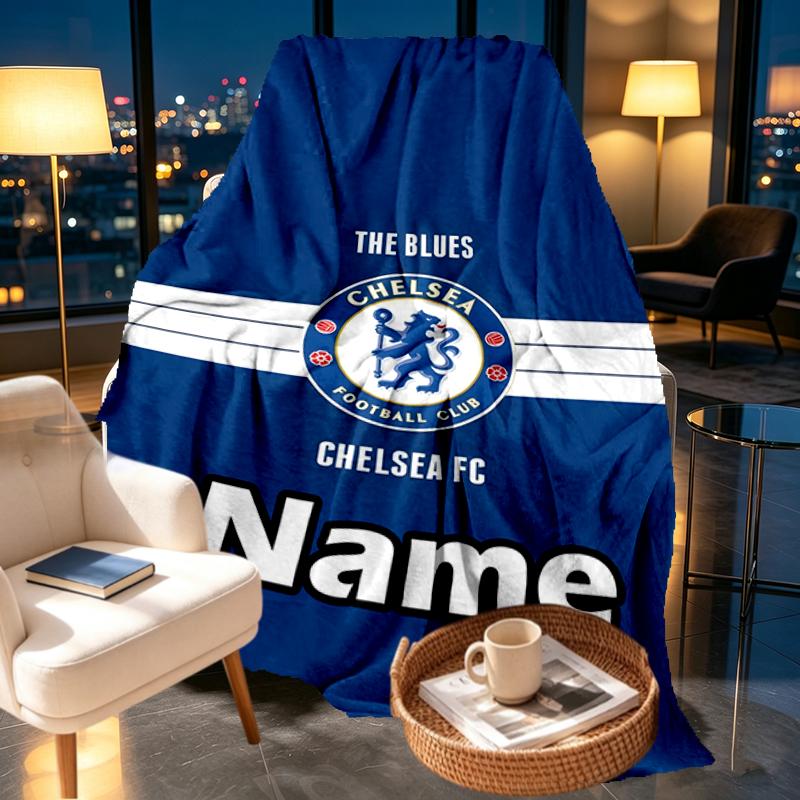 Custom Name Personalized Chelsea F.C Print Blankets, Home Decor, Bedroom, Sofa, Camping, Couch, Gifts for Birthday Christmas
