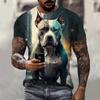 Summer Round Neck 3D Funny Dog Print Top Fashionable Casual Short Sleeved Men's T-shirts