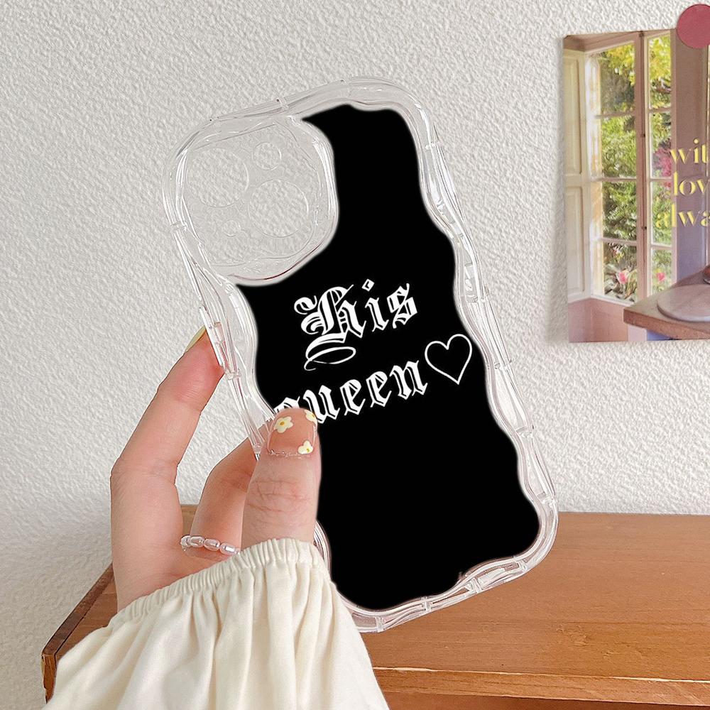 

LZ29 Queen King Crown пара прозрачные мягкие волнистые чехлы для телефонов для Samsung S24 S23 Ultra S20 FE A54 A14 A52s A51 S10 Huawei Honor 90 Защитная задняя крышка OPPO A78 5G/A58 5G