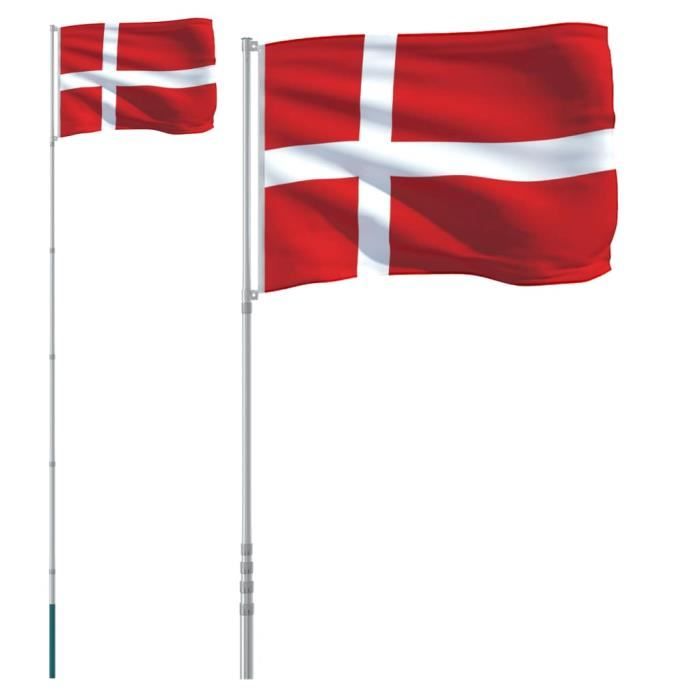 VidaXL Drapeau du Danemark et mât 5,55 m Aluminium 3147119