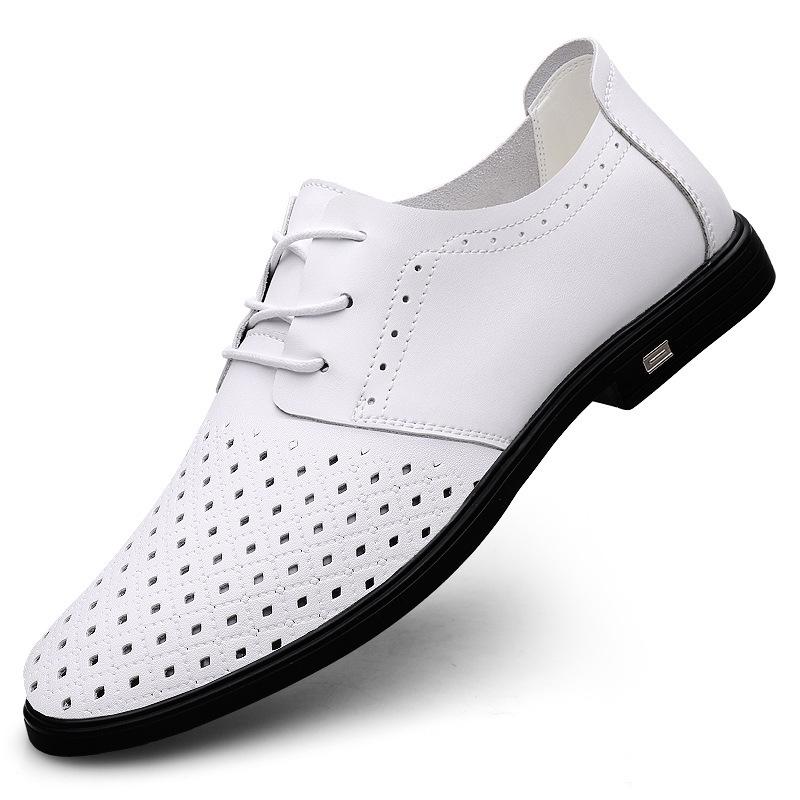Men's Plus Size Genuine Leather Breathable Casual Shoes - Lace-up Driving Loafers with Soft Sole