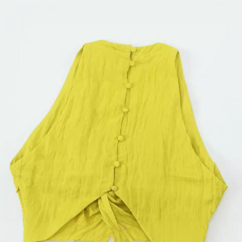 European & American Style Summer Cutout Dress with Knot Detail - Wrinkle Effect