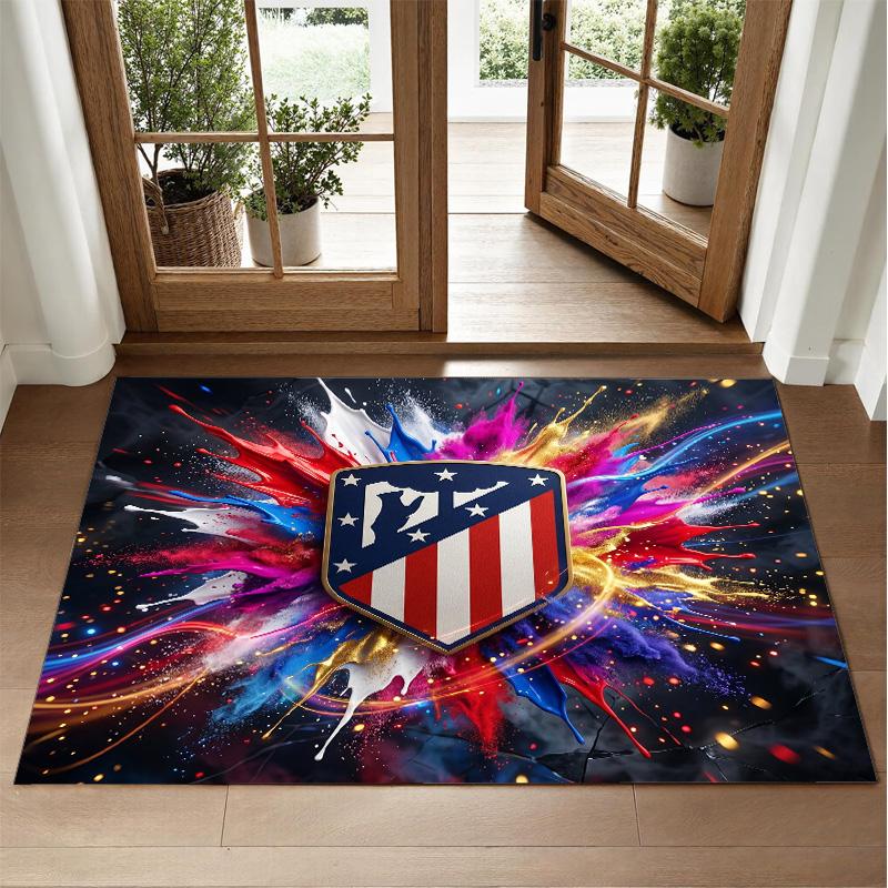 Atletico Madrid Design Crystal Velvet Rug Soft Decorative Mat for Bedroom Entrance