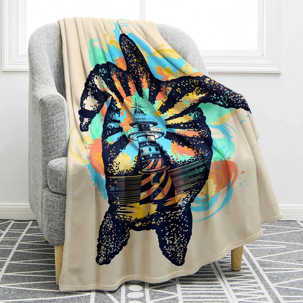 Colourful Sea Turtle Wild Ocean Animals Flannel Blanket Throw King Queen Size for Bed Sofa Couch Blanket Super Soft Lightweight