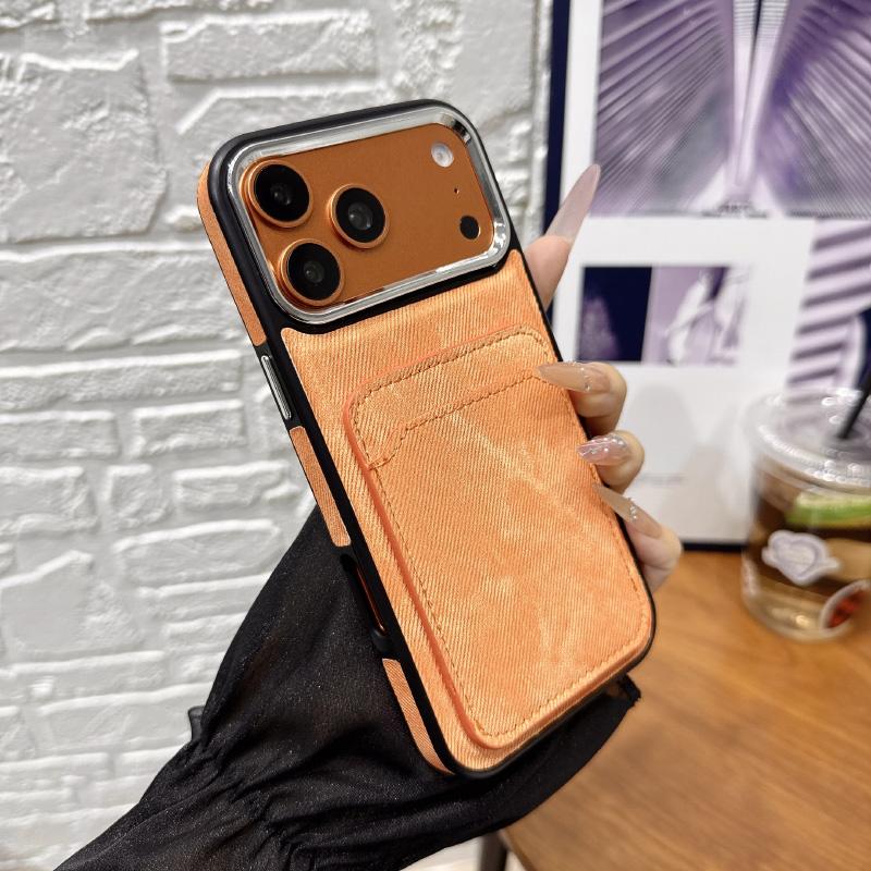New Soft TPU Denim Wallet Card Slot Bumper Phone Case For iPhone 17 Pro Max 15 14 12 13 16 Pro Max Anti Slip Border Back Cover