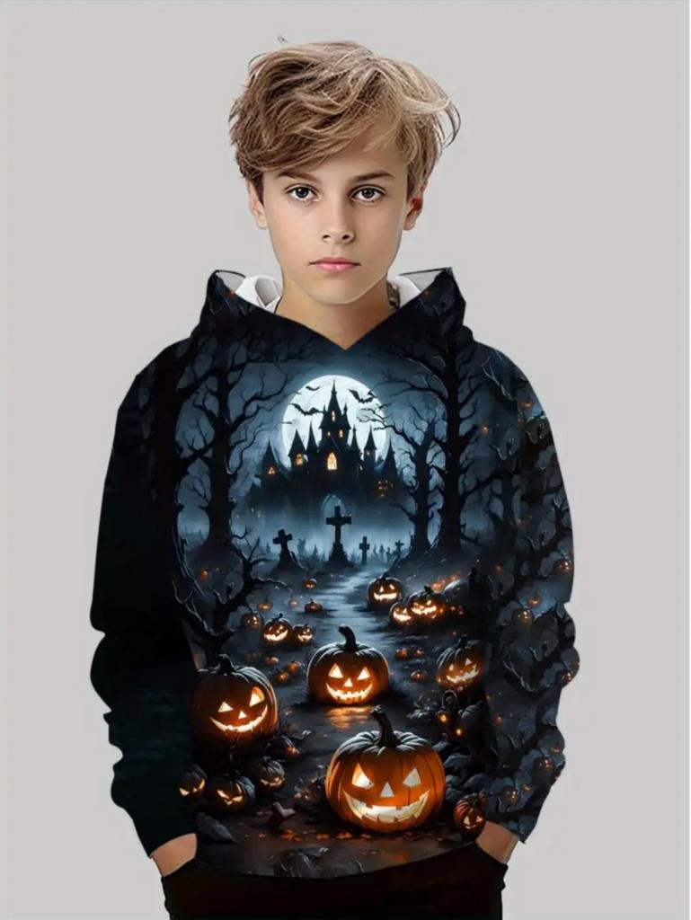 2025 Latest Halloween Series New Pumpkin Head Hoodie 3D Print Autumn Pullover Casual Comfortable Sports Parent-Child Clothing