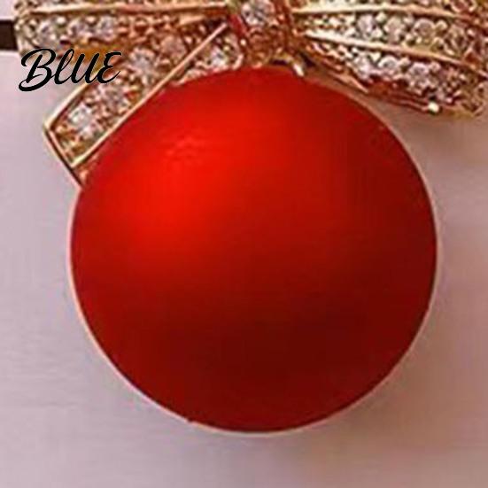 Women Ear Studs 1 Pair Earrings Rhinestone Bow Red Faux