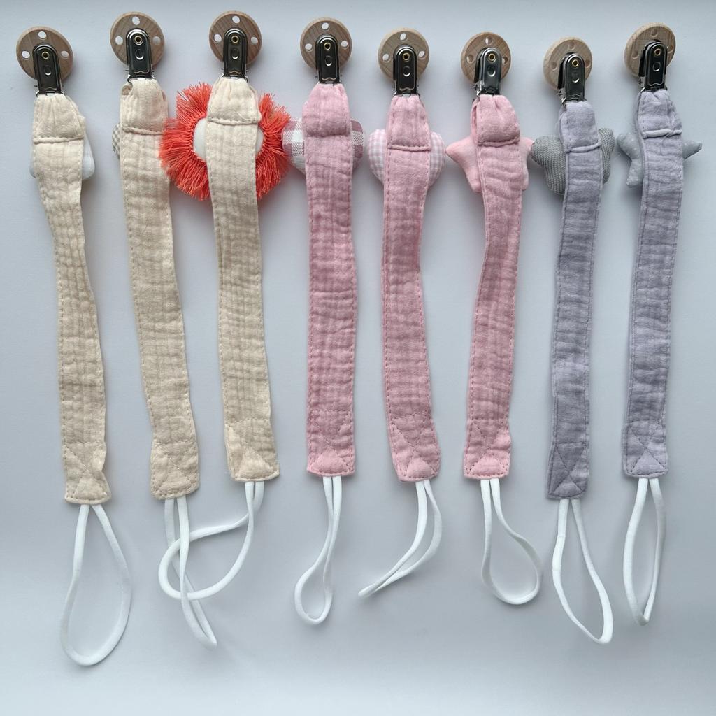 Cute Cartoon Animals Pacifier Chain Clip Cotton Cloth Dolls Animal Wood Rodent Nipples Holder Newborn Toys Teether Accessories