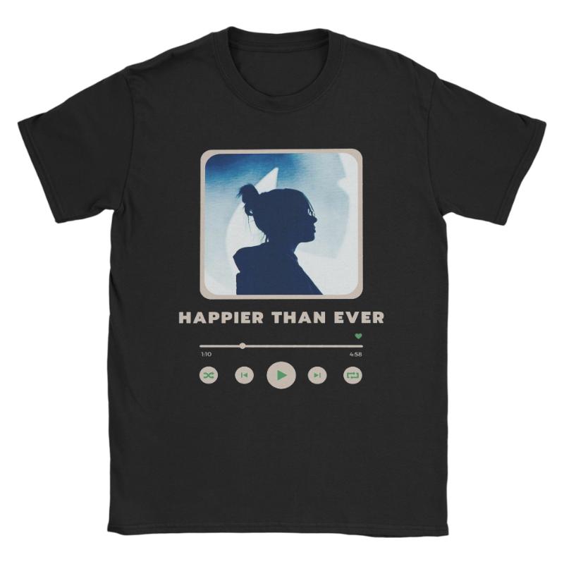 

Unisex Spotify Player Billie Eilish TShirt Soft Cotton Crew Neck Short Sleeve Minimalist Pop Music Casual Graphic Tee M