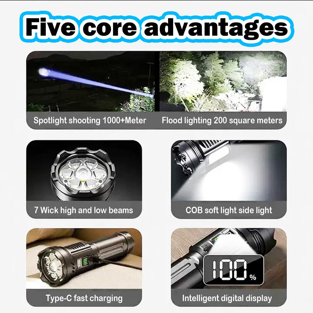 NEWEST High Power LED Flashlights 18650 USB C Rechargeable Tactical Flash Light Powerful Torch Waterproof Hiking Camping Lantern