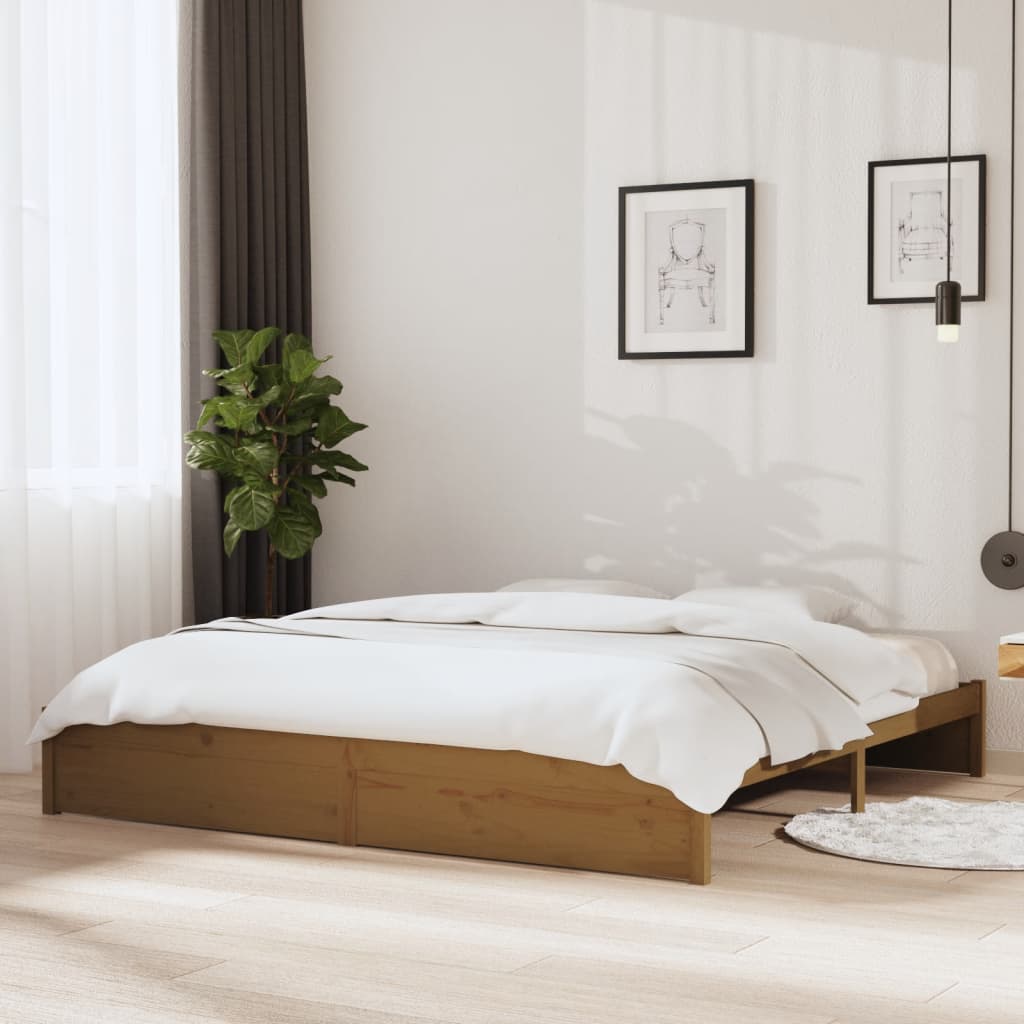 Solid Wood Bed Honey Brown 200 x 200 cm