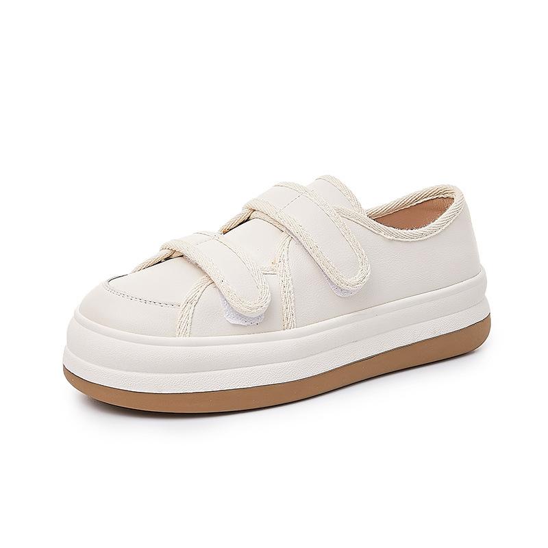Velcro big head shoes 2025 spring women's leather white shoes women's casual platform women's shoes versatile board shoes women