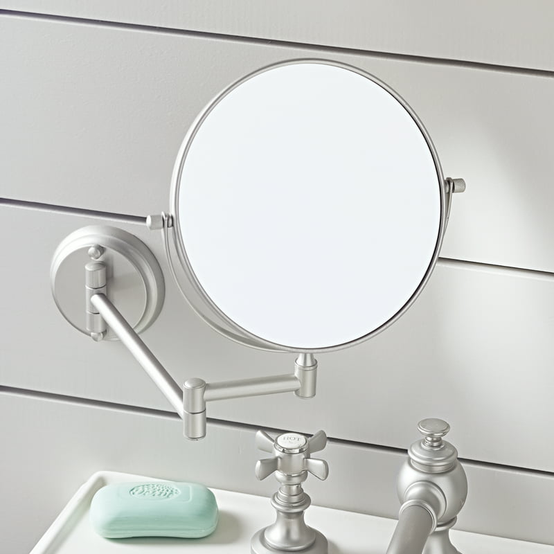 Bathroom Cosmetic Mirror 6 Inch Wall Mounted Cosmetic Mirror Retractable Round Cosmetic Mirror Double Sided Mirror Bathroom