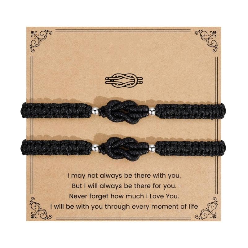 Elegant Matching Couple Bracelet With Adjustable Knot Braided Cord Handchain Jewelry Perfect For Anniversaries