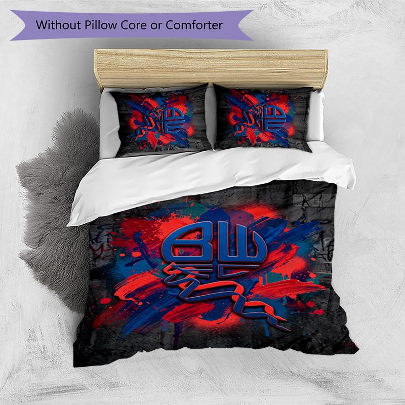 Bolton Wanderers FC Printed 3PCS Bedding Set Breathable Duvet Cover with Pillowcases Decorative Bed Linen for Bedroom Home