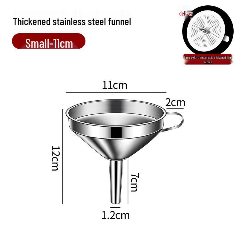 Ruhan 11cm Food Grade Stainless Steel Funnel - 5 Pack