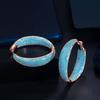 Luxury Turkish Light Blue Cubic Zirconia Large Loop Hoop Earring for Women Fashion Statement Light Gold Plated Jewelry