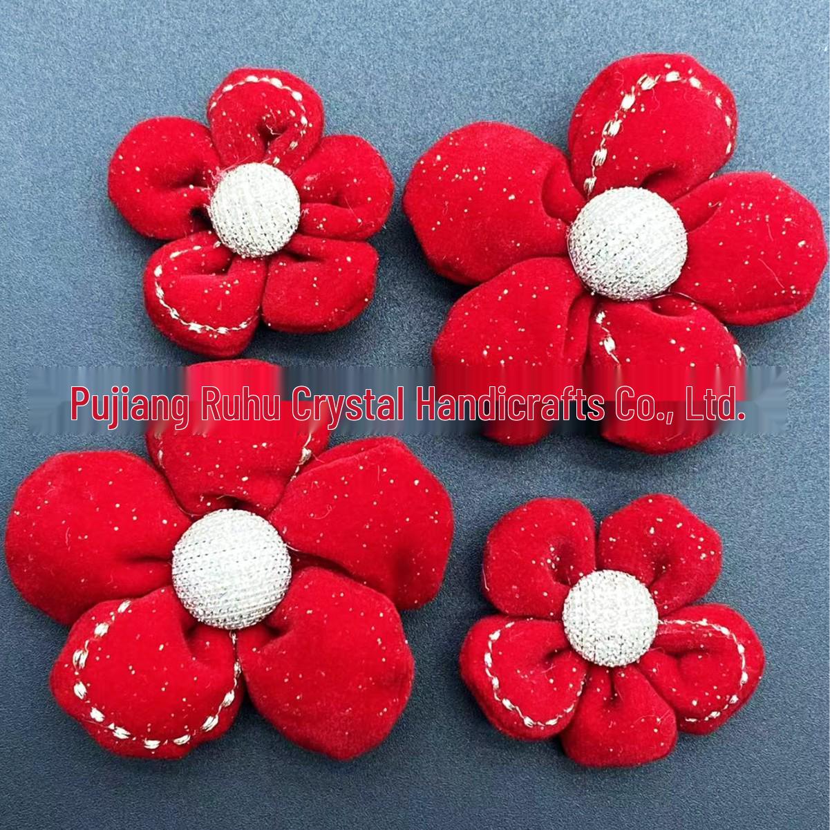 Red Plush Flower Hair Clip Accessory Small Flower красный