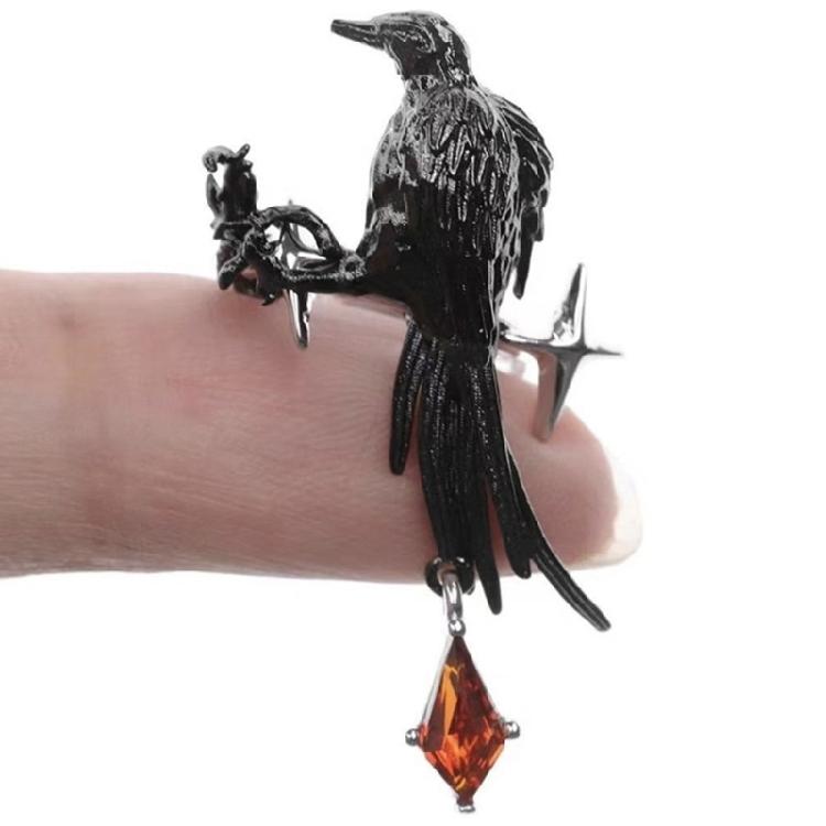 Brave Black Crow Ear Chain For Upper Ear Denial Piercing Required Untarnished Look Dark Fashion Jewelry Addition