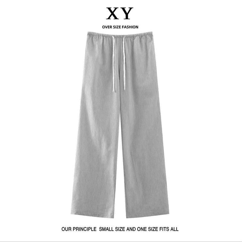 

Women s Retro Stripe Drawstring Wide-Leg Pants - Casual, Slimming Fit S (70-95 lbs)