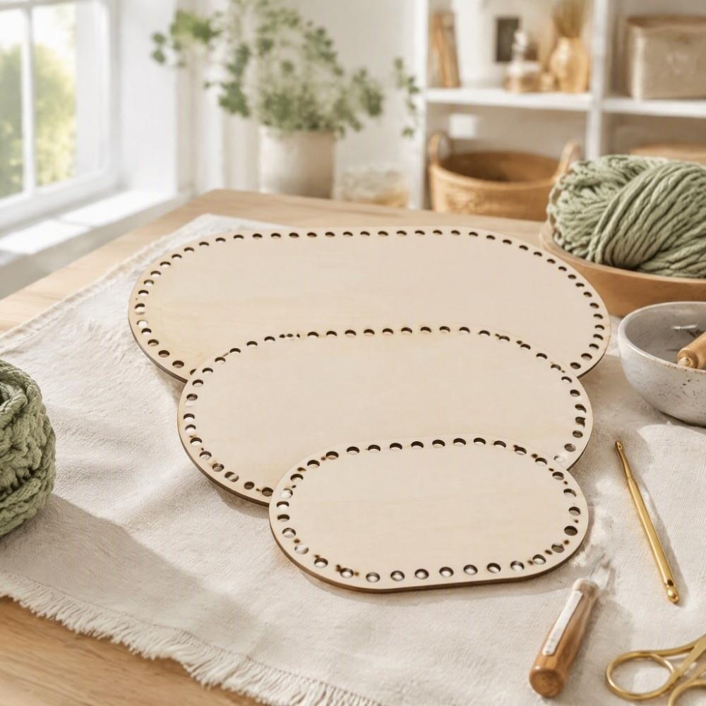 3Pcs Oval Shape Oval Crochet Basket Base 3 Sizes Crochet Bag Bottom For Knitting