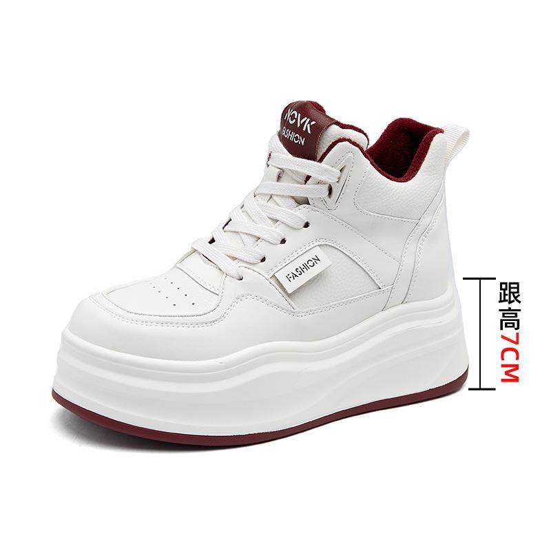 Women's Shoes 2026 Spring and Autumn New Casual Low Top White Shoes Women's Versatile Leather Women's Shoes Thick Sole