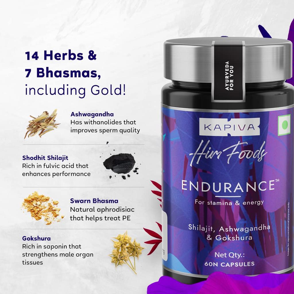 Kapiva Endurance Capsules 60n X 2 Pack Herbal Blend for Energy Stamina and Peak Performance Naturally