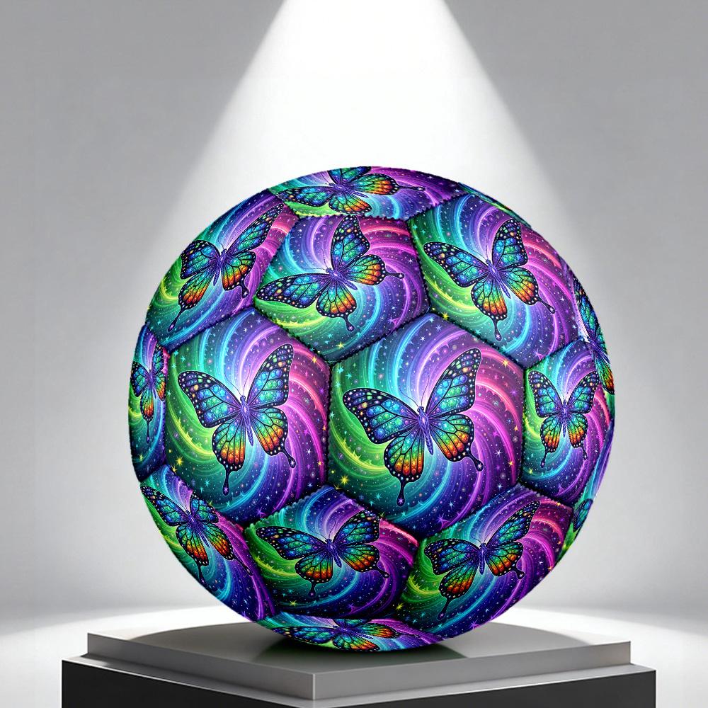 1pc Rainbow Butterfly Themed Soccer Ball, Size 5, Lightweight PVC Material, Outdoor Training Soccer Ball Gift. q622100