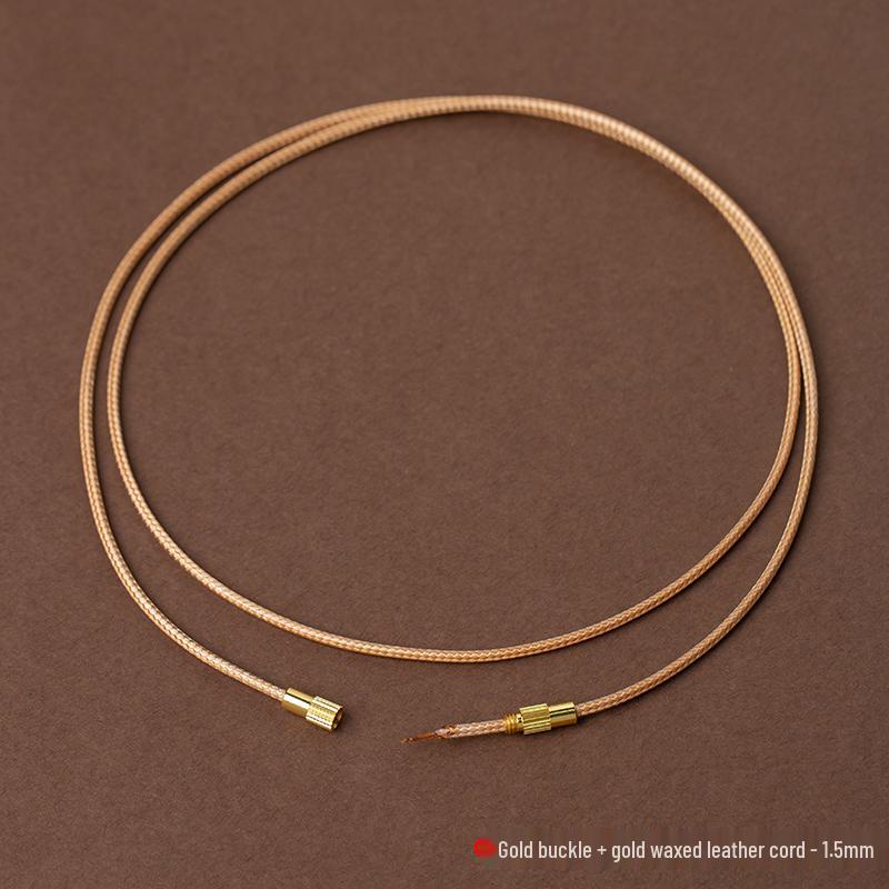 Black Waxed Leather Cord Jade Pendant Necklace for Men and Women