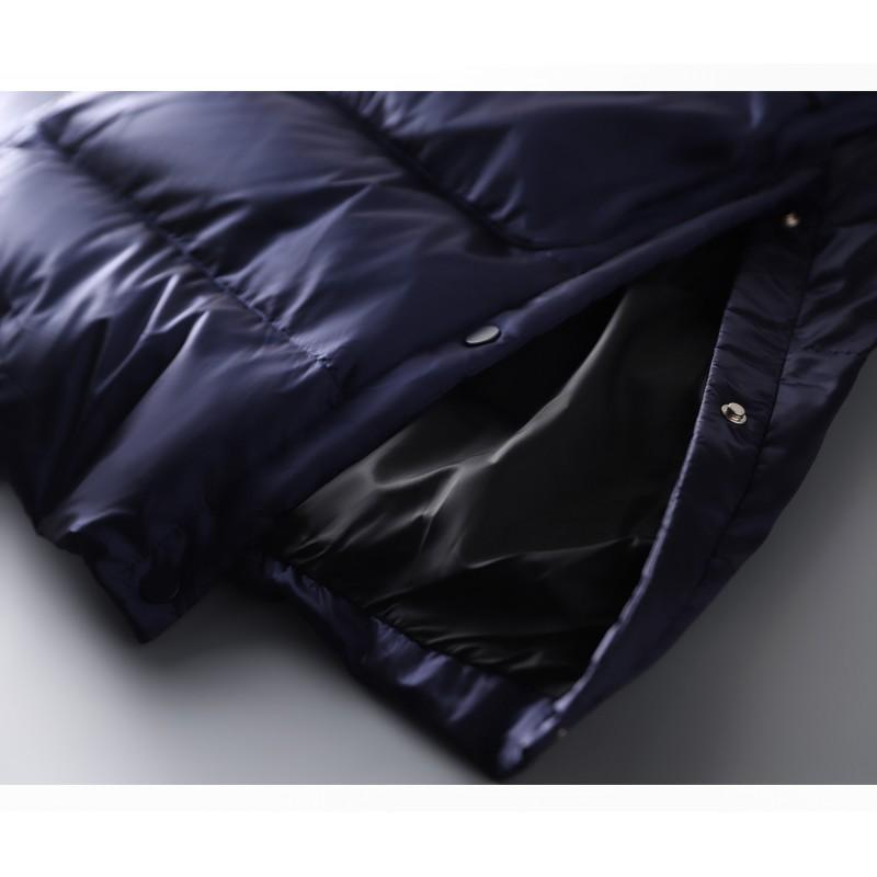 Womens Mid-Length Hooded Down Coat With Waist Cinching A-Line Fit Winter Warm Jacket