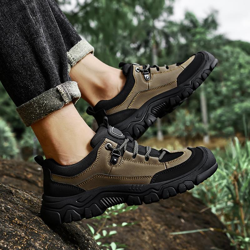 Fashion Men's Shoes High Quality Classic Men Hiking Shoes Genuine Leather Men Casual Shoes Lace-Up Men's Comfortable Walking Footwear