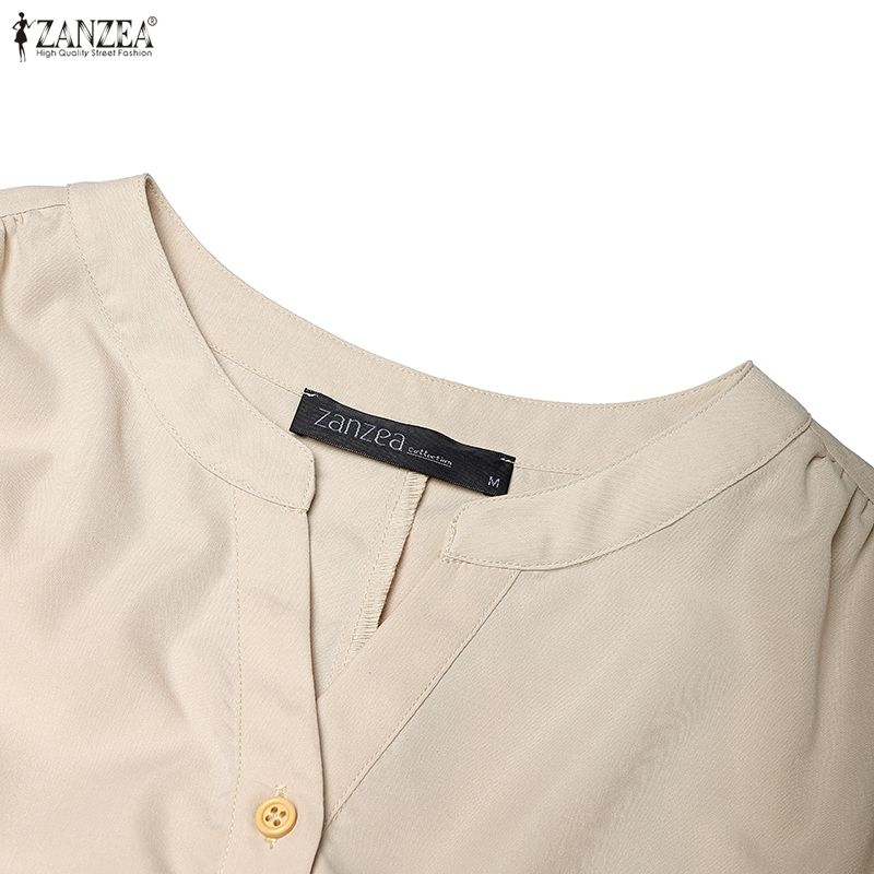 ZANZEA Women Casual Round Neck Solid Color Short Sleeve Dress