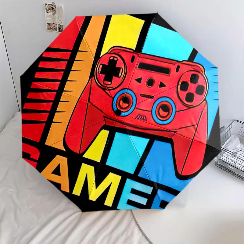 1PC Game theme Umbrella Portable Folding Umbrella Iron Frame Hole Bone Structure Outdoor Home Umbrella A9