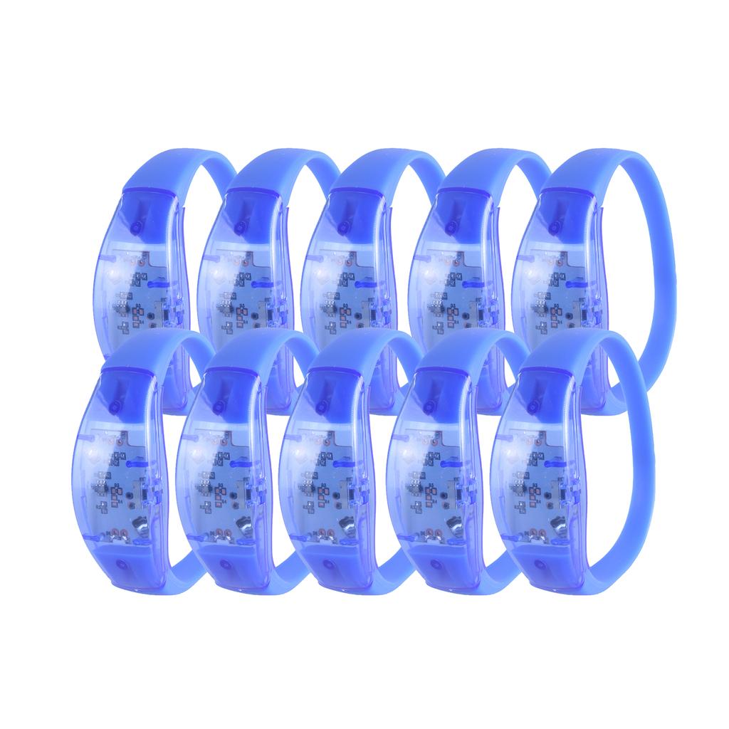 Pack of 10 LED Silicone Bracelets Flashing Light Up Wristband Accessory Adjustable Size Wrist Bands Jewelry for Party