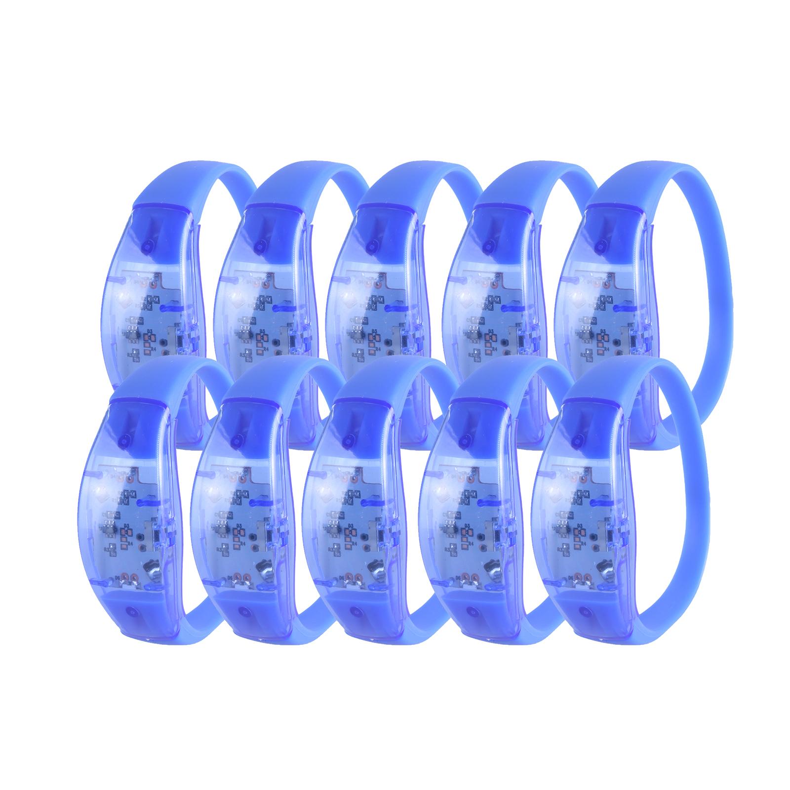 

Набор из 10 светодиодных силиконовых браслетов, мигающий светящийся аксессуар-нарукавник, регулируемый размер, браслеты, ювелирные изделия для вечеринки синий