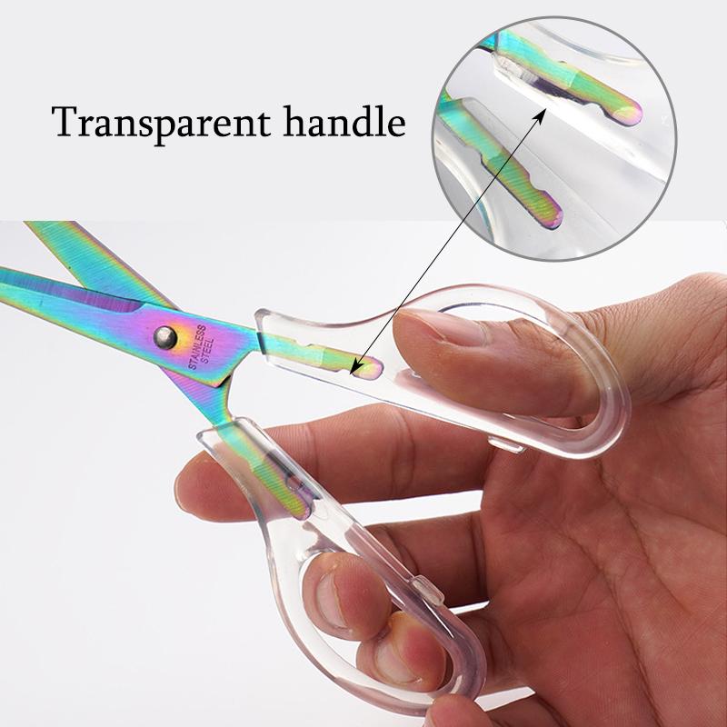 1 Pcs Office Scissors,Transparent Handle Scissors Anti Rust,Handmade Diy Domestic Office Stationery,Paper Cut Pruning ZS-17