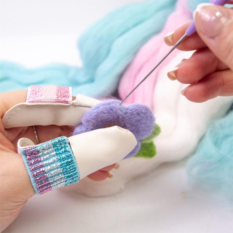 1 Pair Finger Protector Knitting Finger Guards Leather Thimbles Needle Felting Supplies for Hand Sewing Embroidery