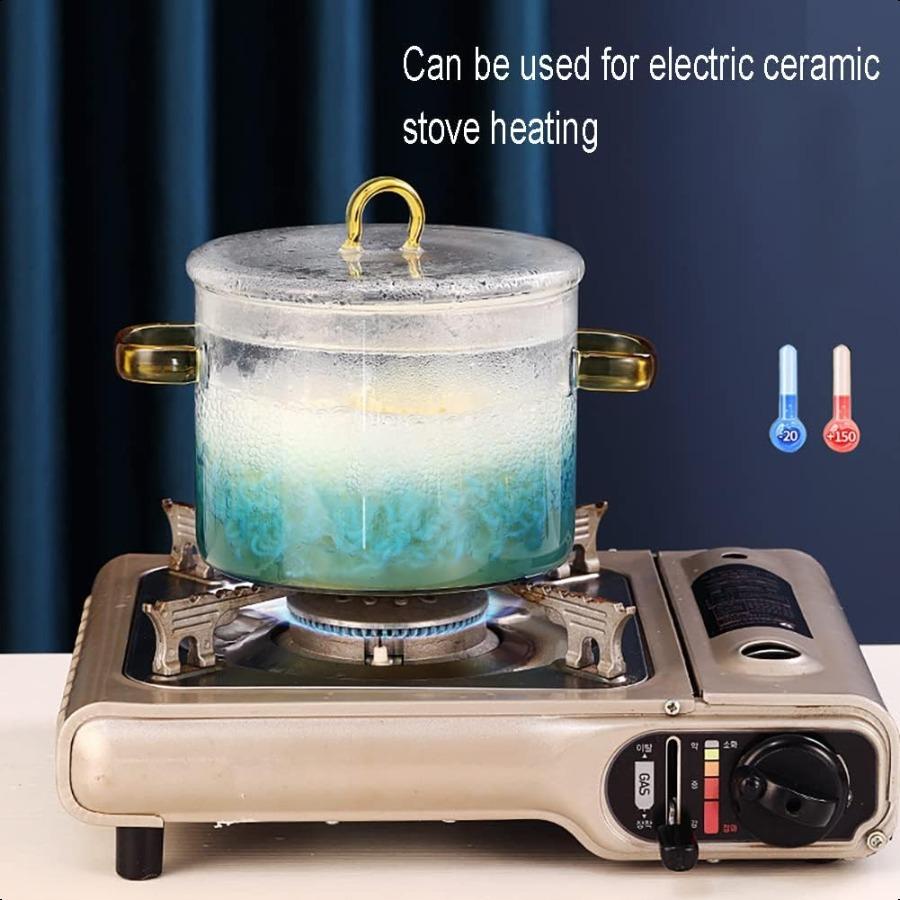 Glass Cooking Pot 1.5L 50OZ HeatResistant Borosilicate Glass Handmade Cookware Set stovetop Pot Safe for Pasta Noodle Soup Milk
