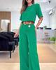 Summer Chic Solid Color Short-Sleeve Suit & Pants Set