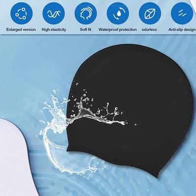 Silikon-Badehaube Hohe Elastizität Atmungsaktiv Wasserdicht Weich Unisex Einfarbige Dehnbar Lang