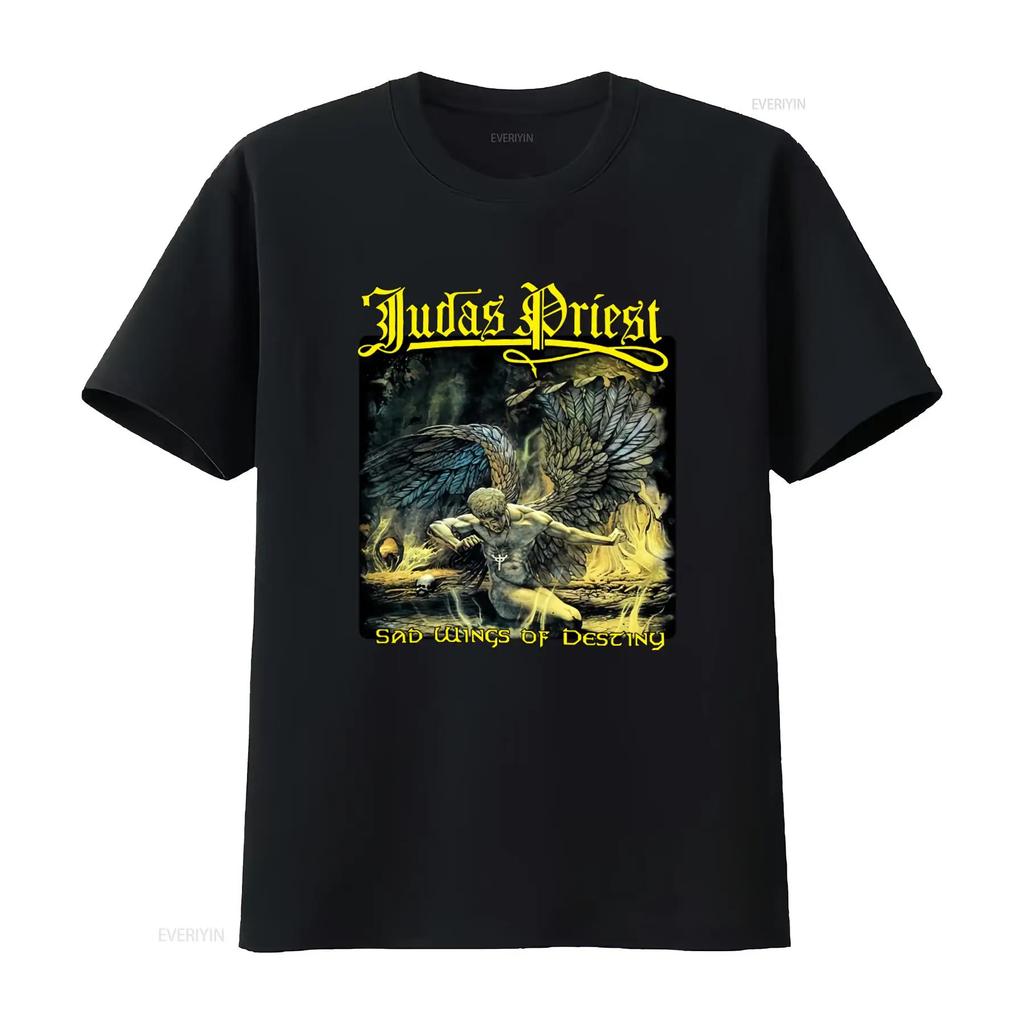 Judas Priest Sad Wings Heavy Metal Band T Shirt Rock Music Print vintage Washed Stylish graphic Comfortable homme Unisex