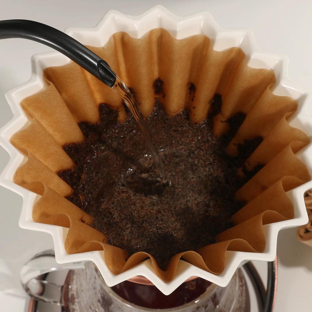 Liroyal Coffee Vertical Filter Paper Wave Brown Filters, (100 sheets), Filter, Unbleached, Wave-Shaped,