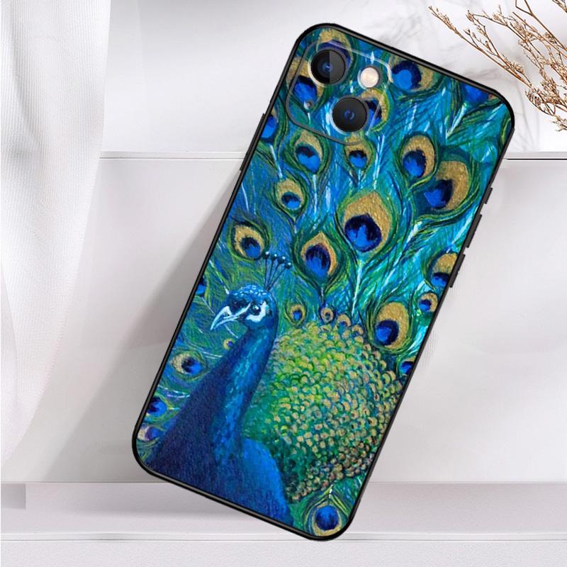 Bird Peacock Feather Shockproof Case For iPhone 17 11 14 15 16 Pro Max Plus 12 13 Mini 16e 17 Air Phone Cover