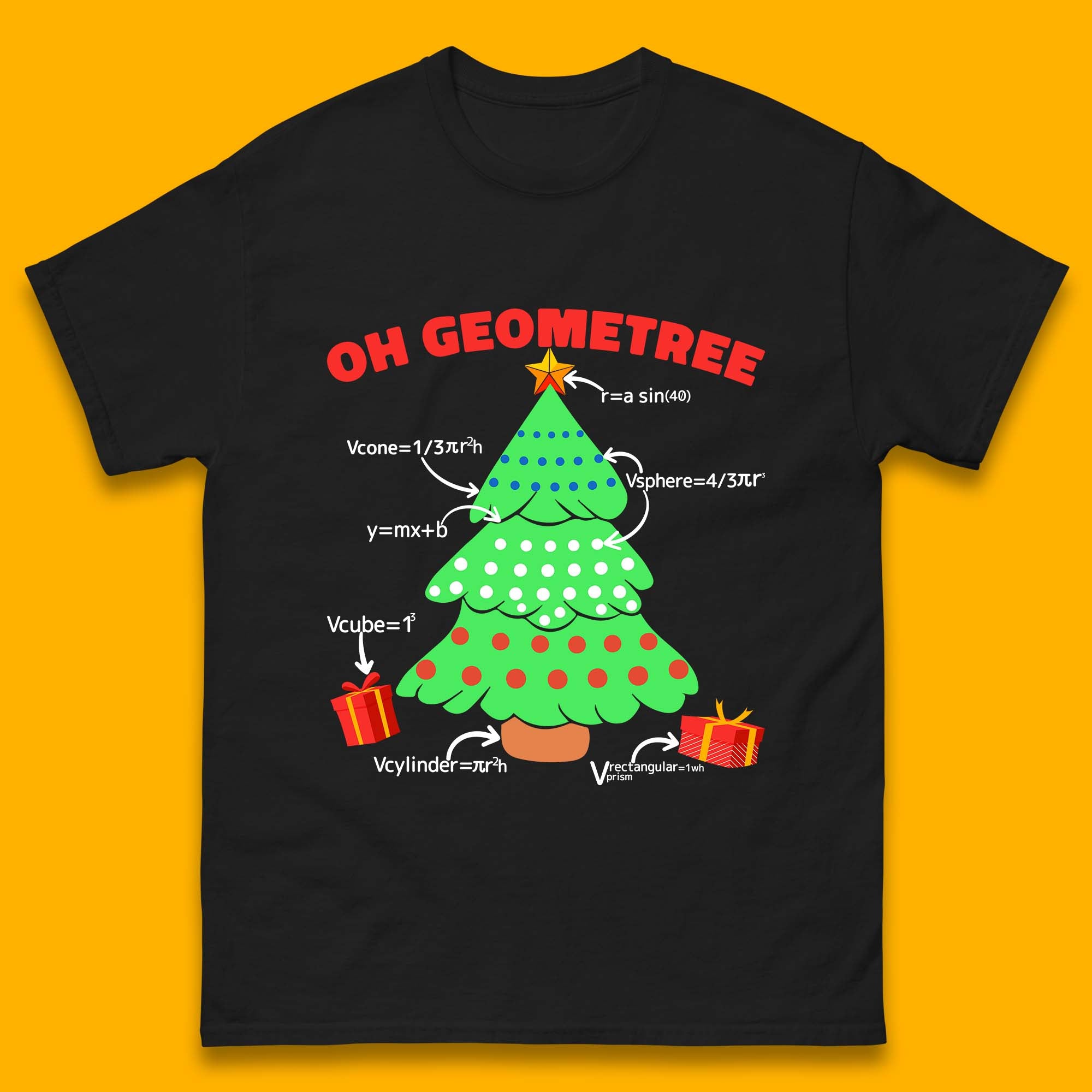 Oh Geometree Christmas Tree Mens T Shirt Womens Tops Tees Math Geometry Top L