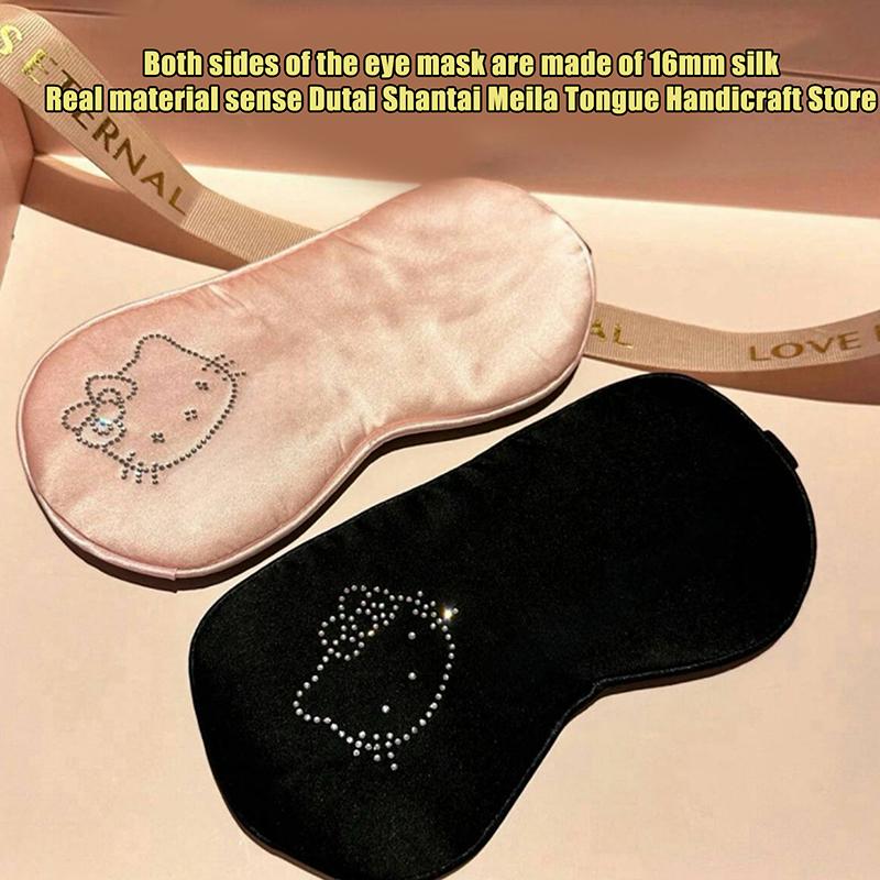 2025 Cartoon Niedlich Hello Kitty Seiden-Augenmaske Ins Kawaii Hello Kitty Verdunkelungs-Augenmaske Heimleben-Produkte