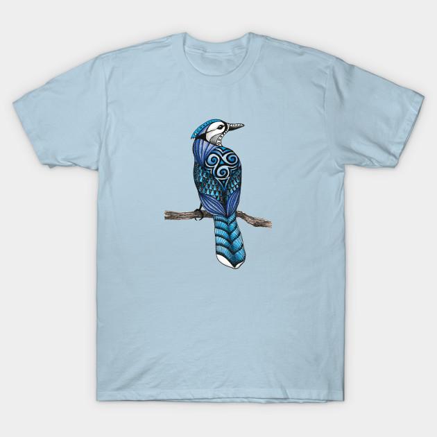 Men Black Print T-shirt Blue Jay Totem Animal No-Cut Transfer Paper Print Cotton Tshirt S светло-синий