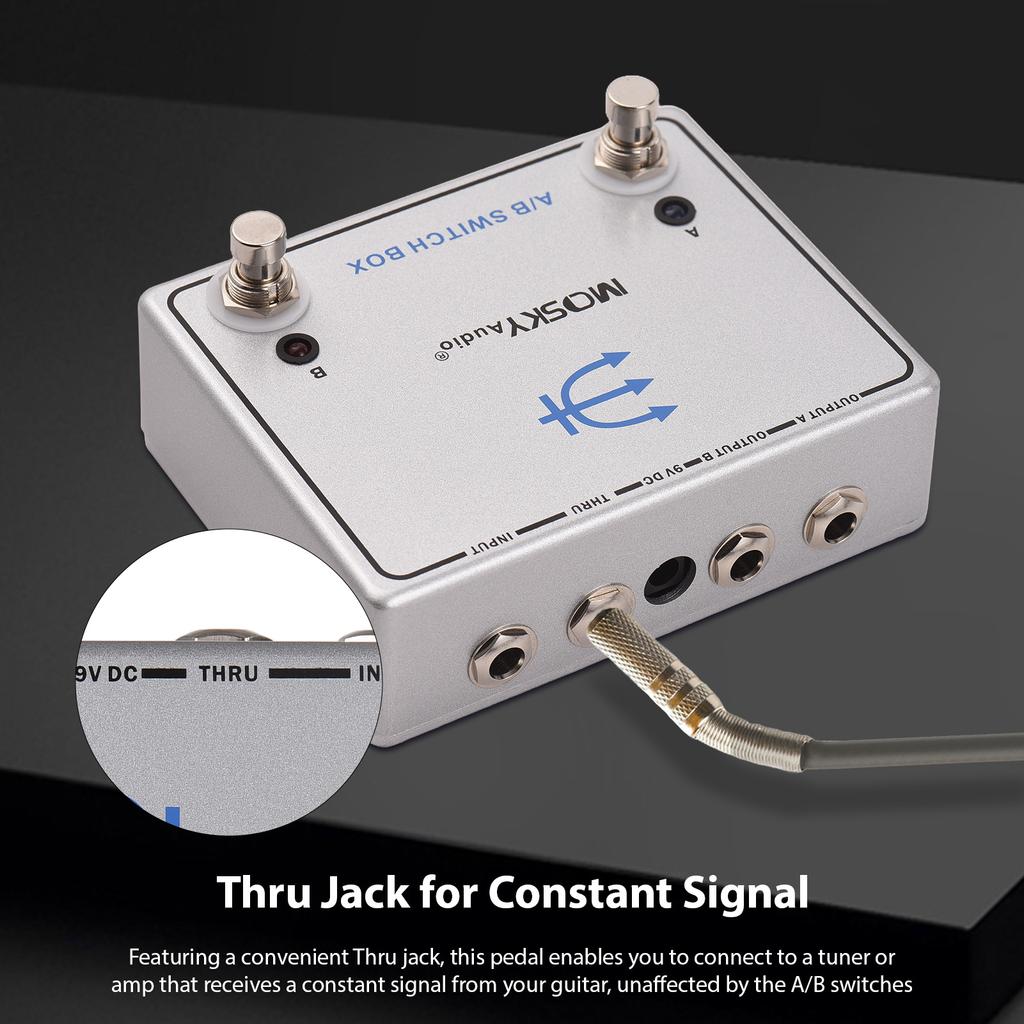 MOSKYAUDIO Dual Footswitch Amp Channel Footswitch Aluminum 6.35mm Input Output Thru Jack for